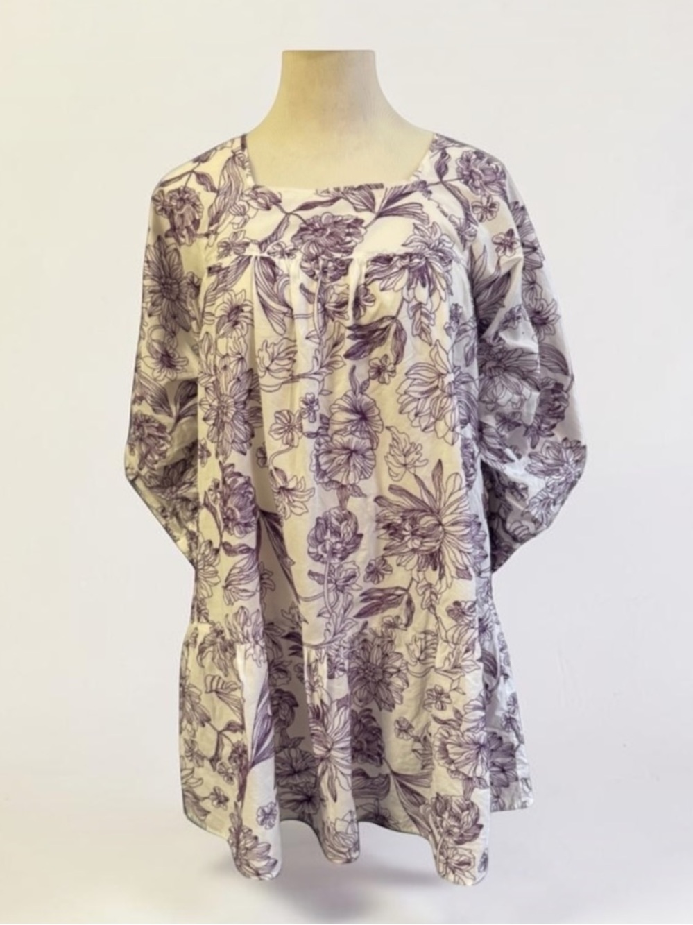HAPPY X NATURE women's poplin boho cottagecore purple floral dress Size XS